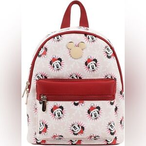 Disney Mickey Mouse Santa Mickey White Faux Leather 10.6" White Mini Backpack